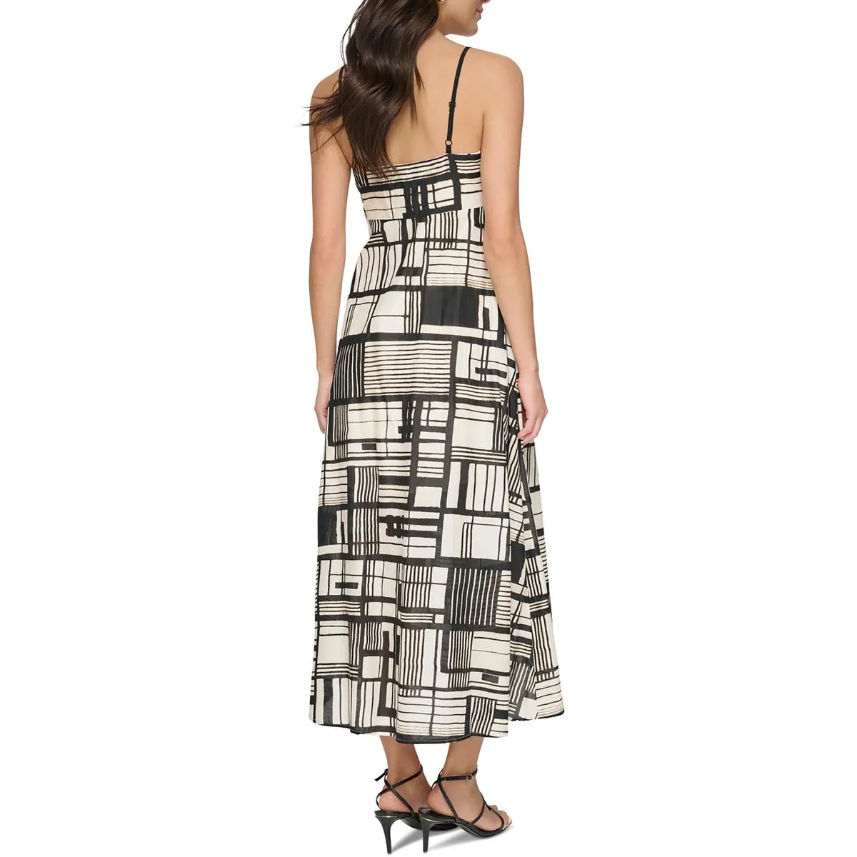 DKNY Womens Cotton Patterned Midi Dress