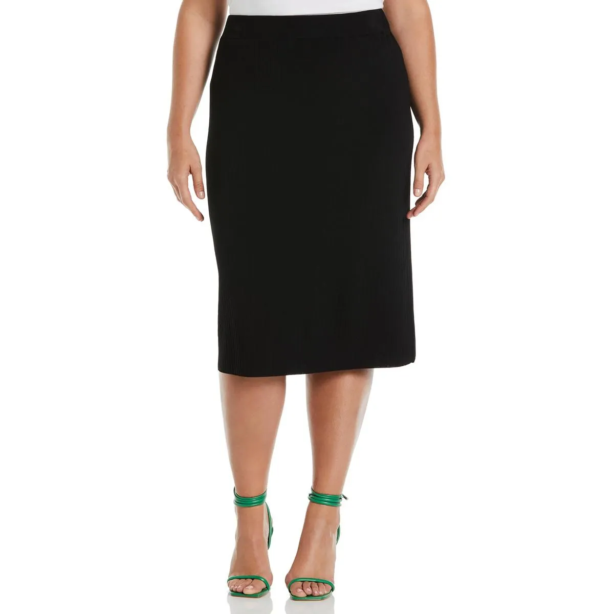 Ella Rafaella Womens Plus Ribbed Knit Knee-Length Pencil Skirt