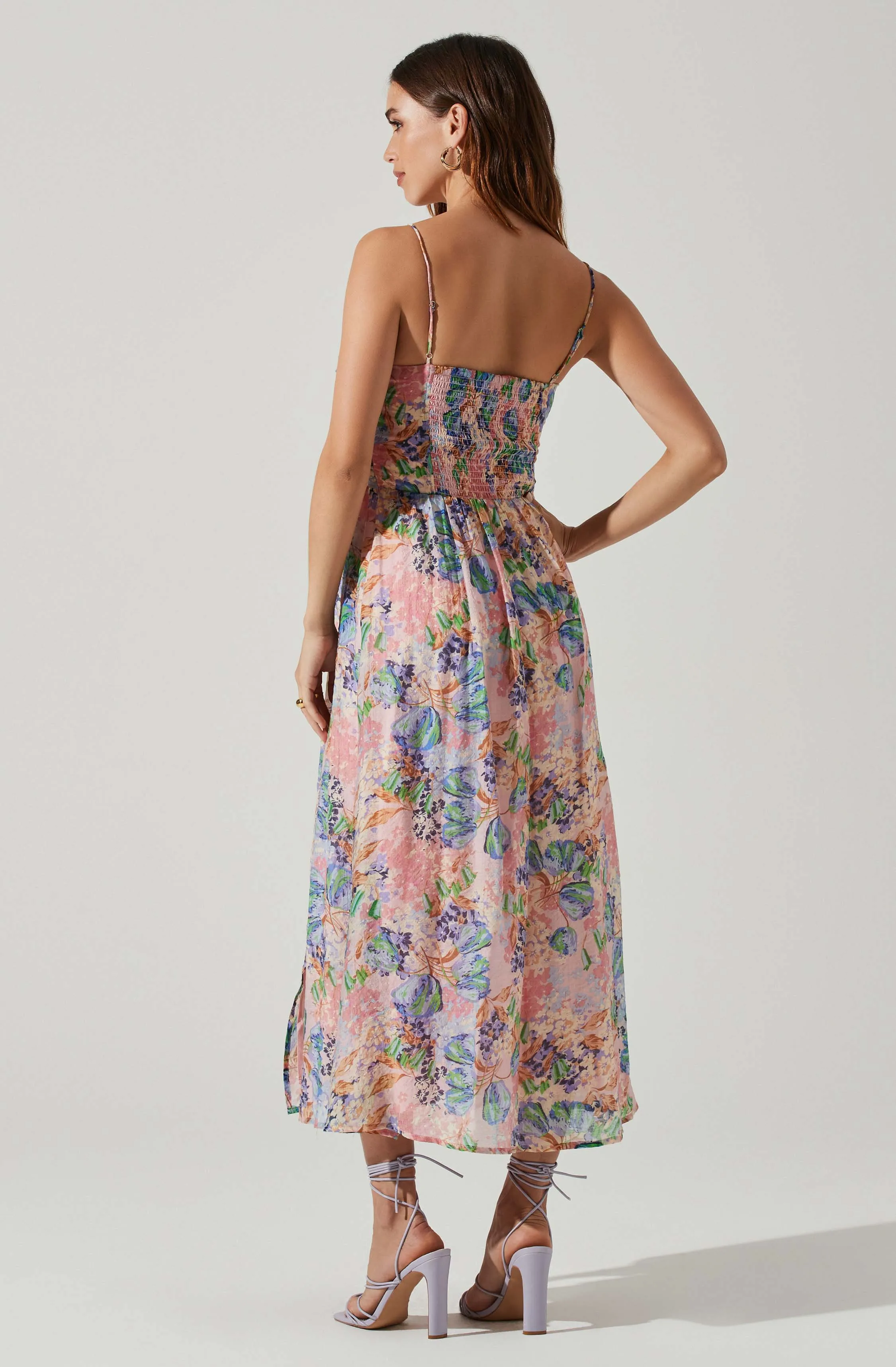 Emine Floral Bust Cutout Midi Dress