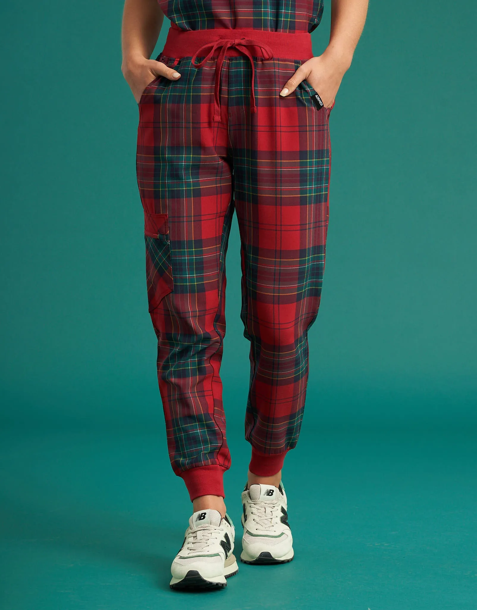 Essential Jogger Scrub Pants - Christmas Tartan