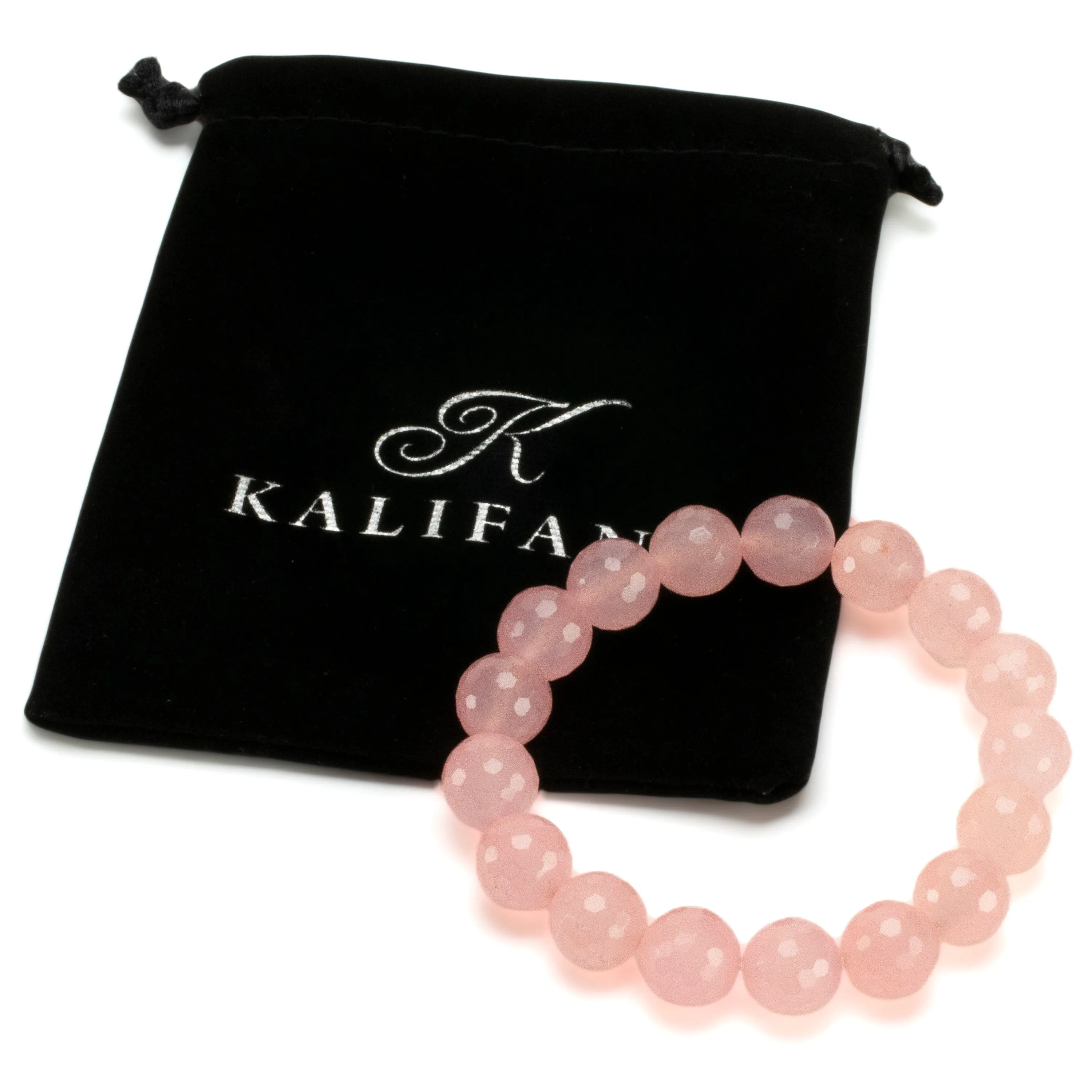 Faceted Rose Quartz 12mm Gemstone Bead Elastic Bracelet