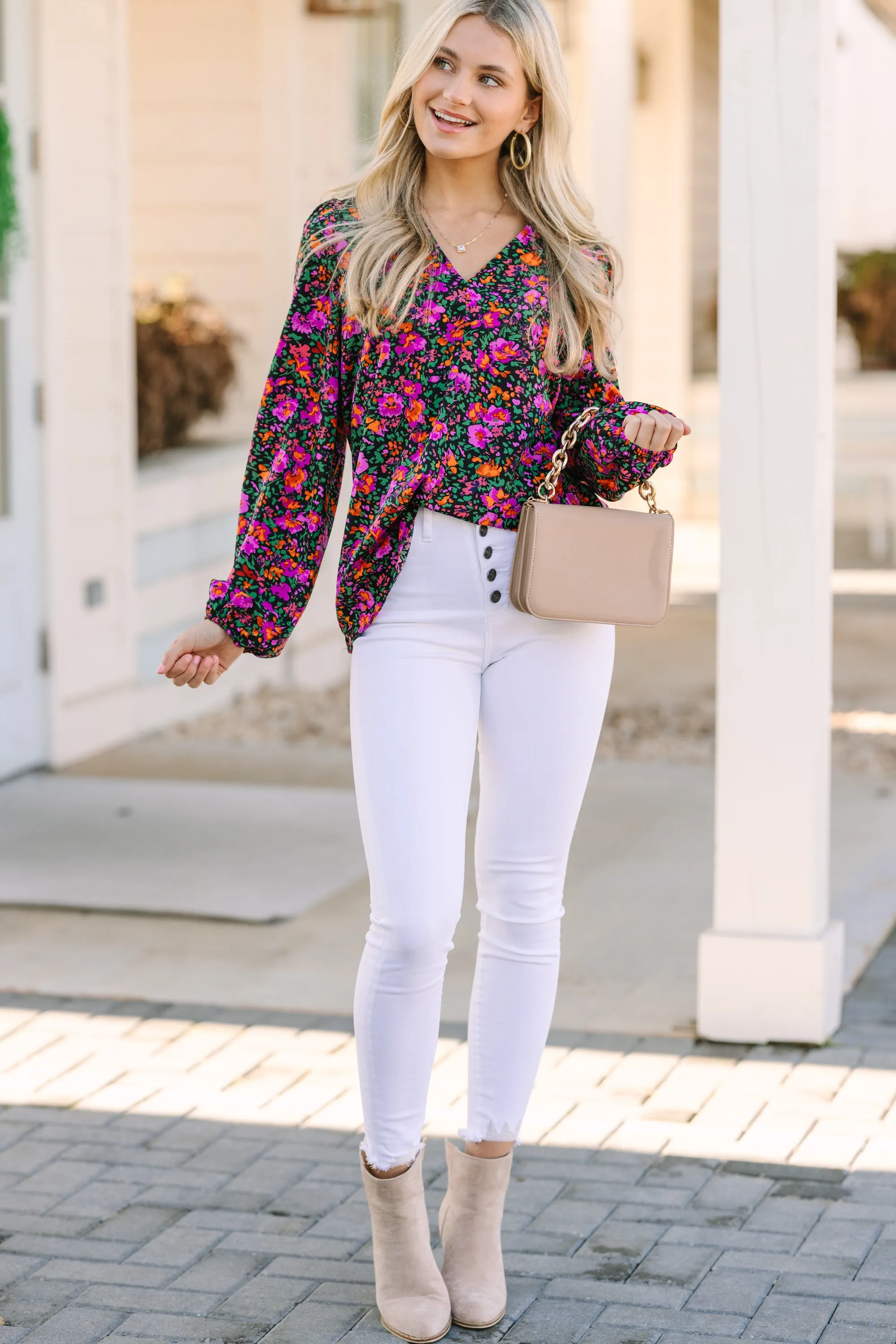 Falling For You Black Floral Blouse