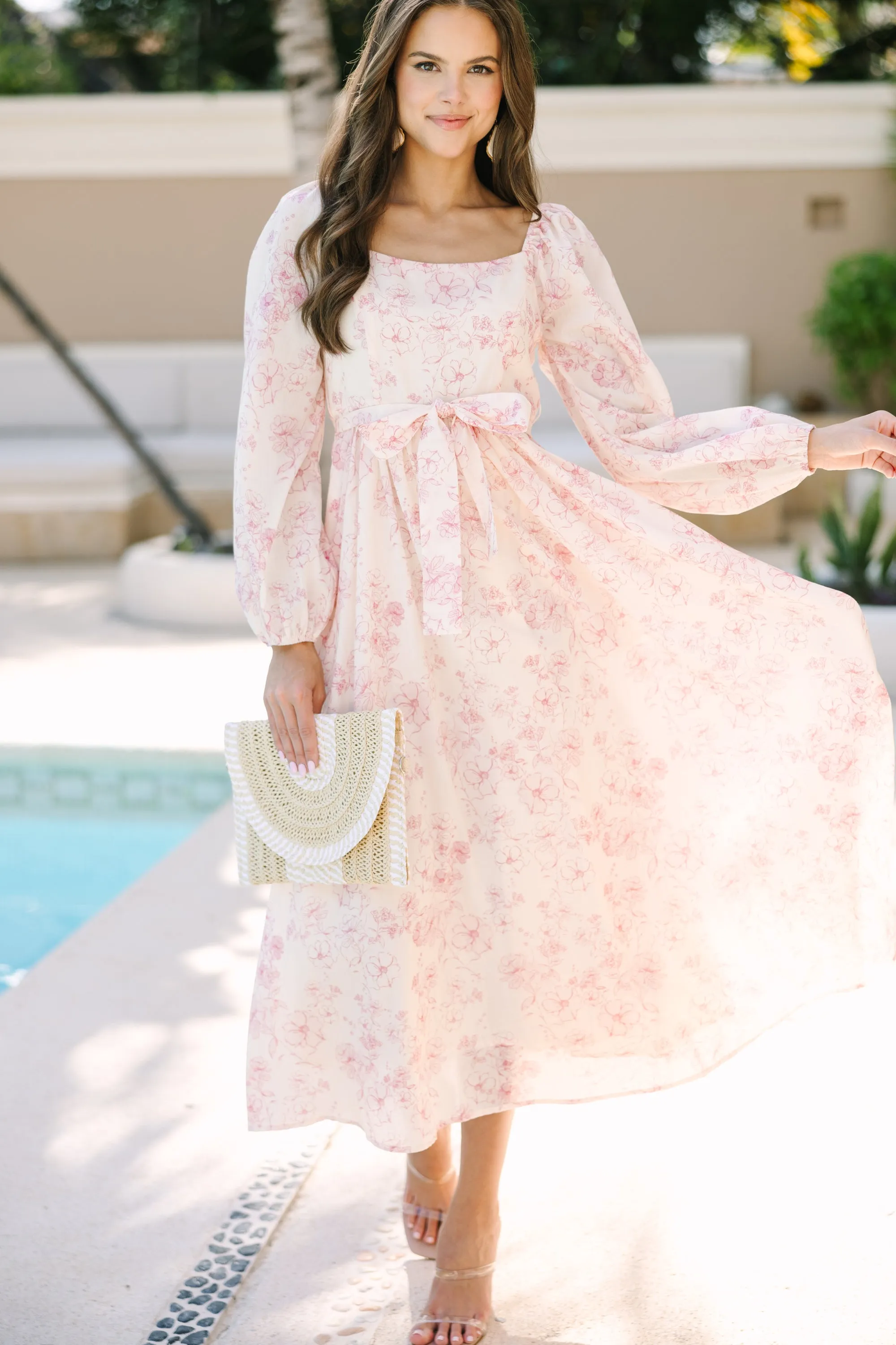 Feeling Oh So Sweet Pink Floral Midi Dress