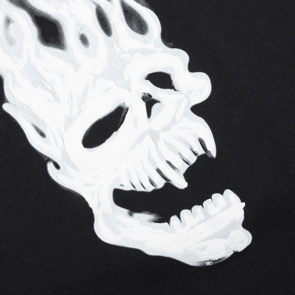 Flaming Skull L/S Tee - Black/White