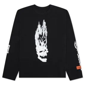 Flaming Skull L/S Tee - Black/White