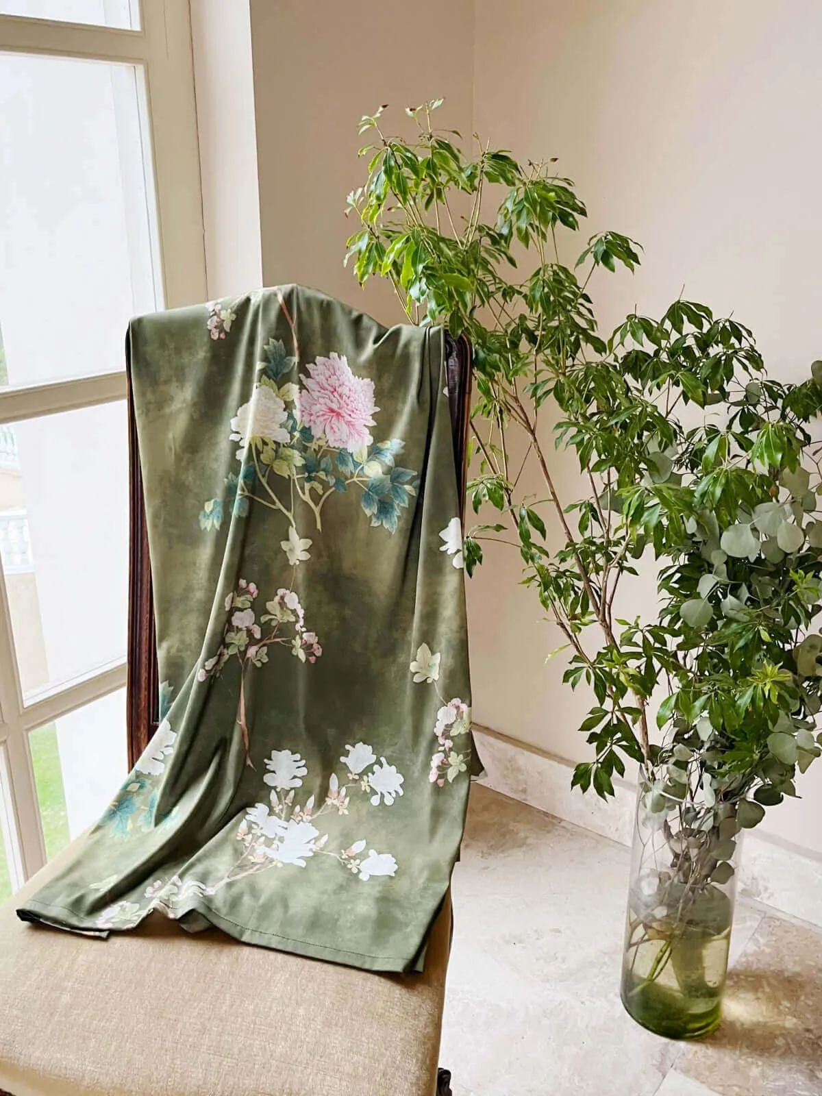 Floral Olive Kimono Robe