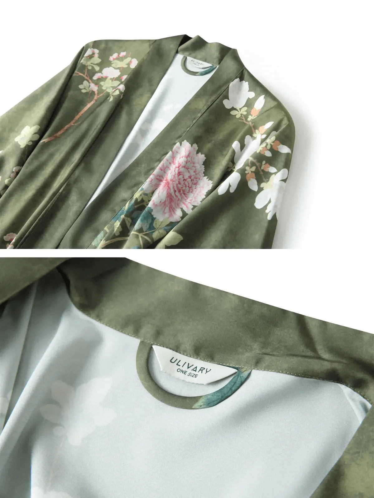 Floral Olive Kimono Robe