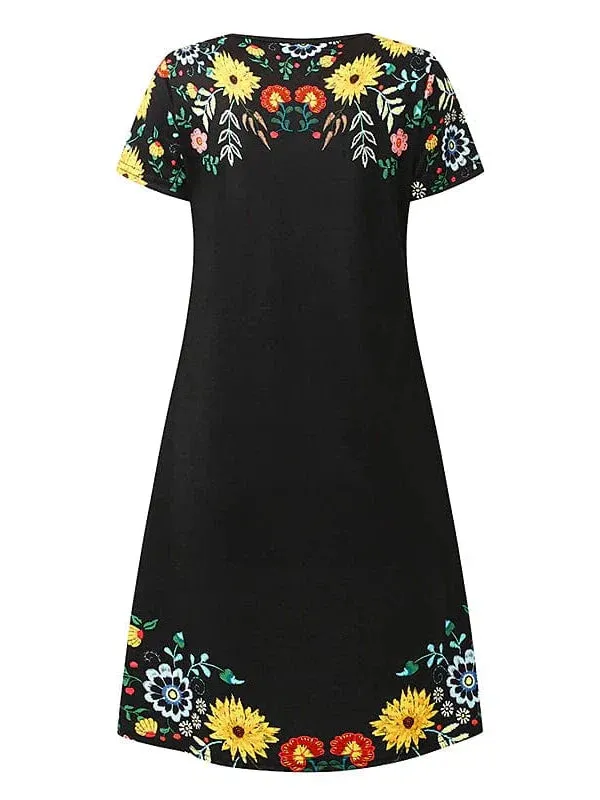 Floral Print Ruched Square Neck Mini Dress for Women