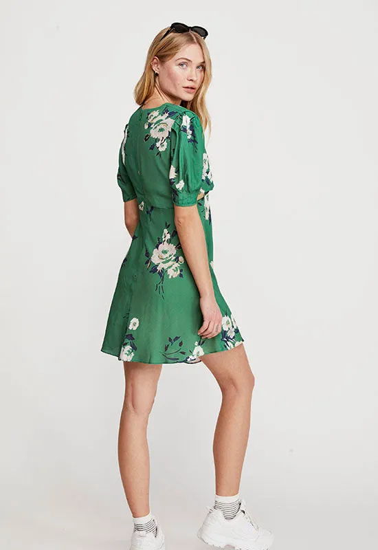 Free People - Green Multi Floral Neon Garden Mini Dress