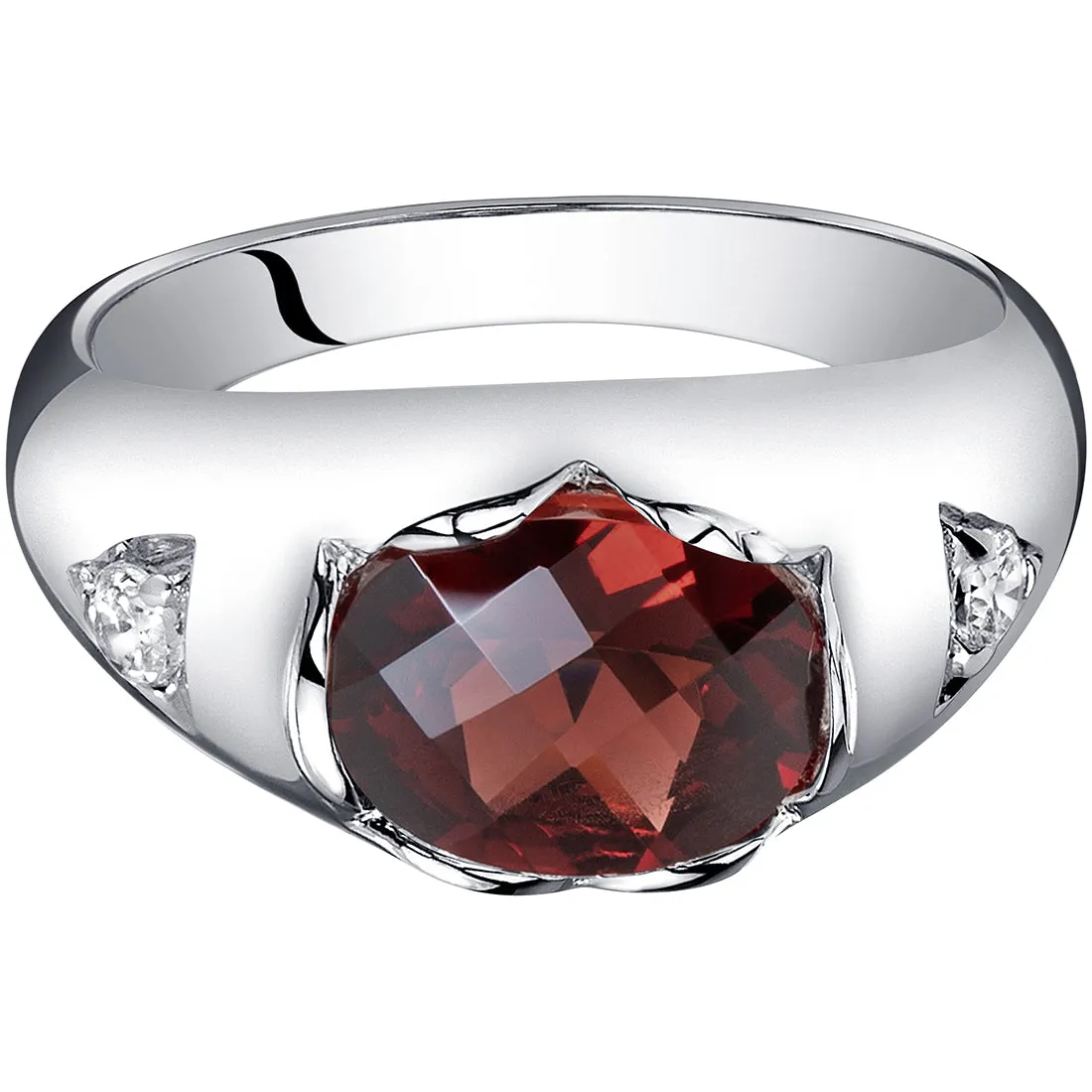 Garnet Oval Cut Sterling Silver Ring Size 7