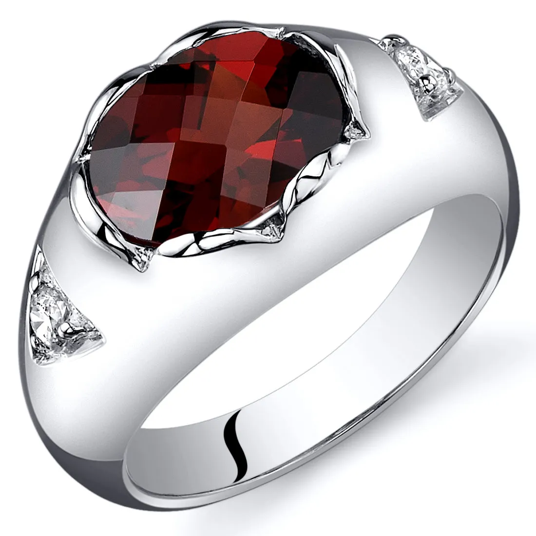 Garnet Oval Cut Sterling Silver Ring Size 7