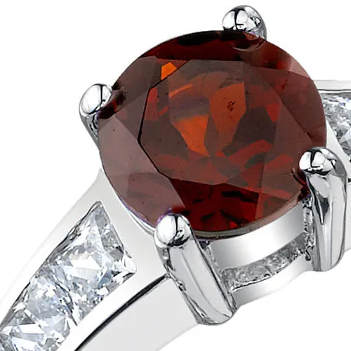 Garnet Round Cut Sterling Silver Ring Size 5