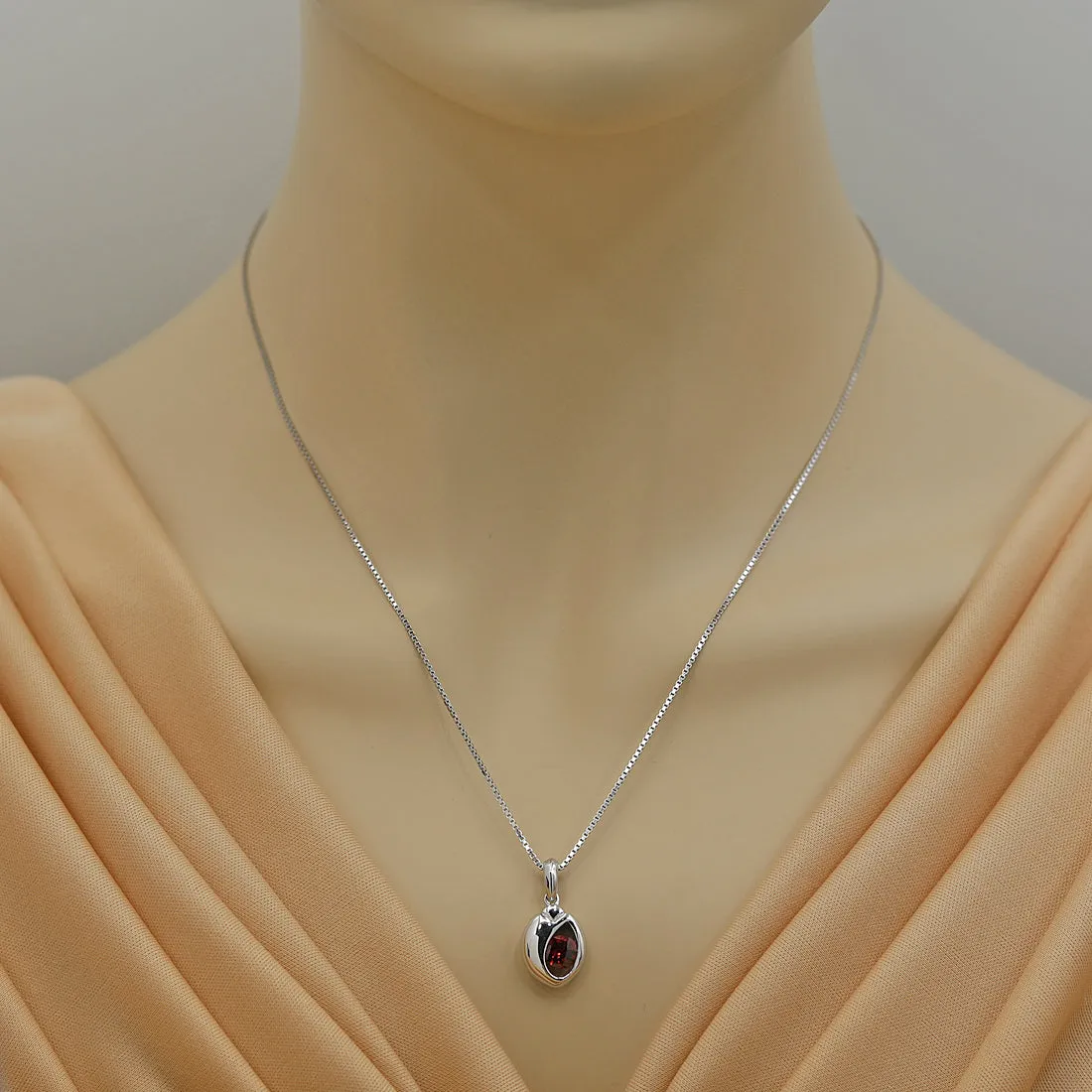 Garnet Sterling Silver Sphere Pendant