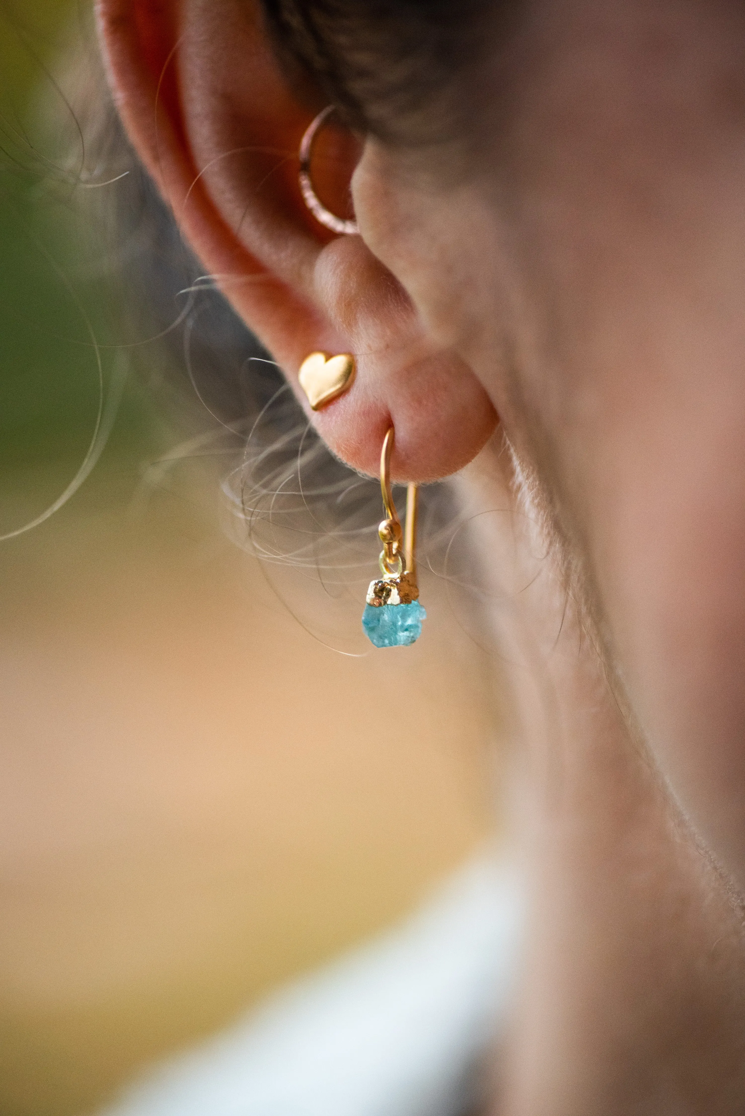 Gemstone Nugget Earrings - Apatite