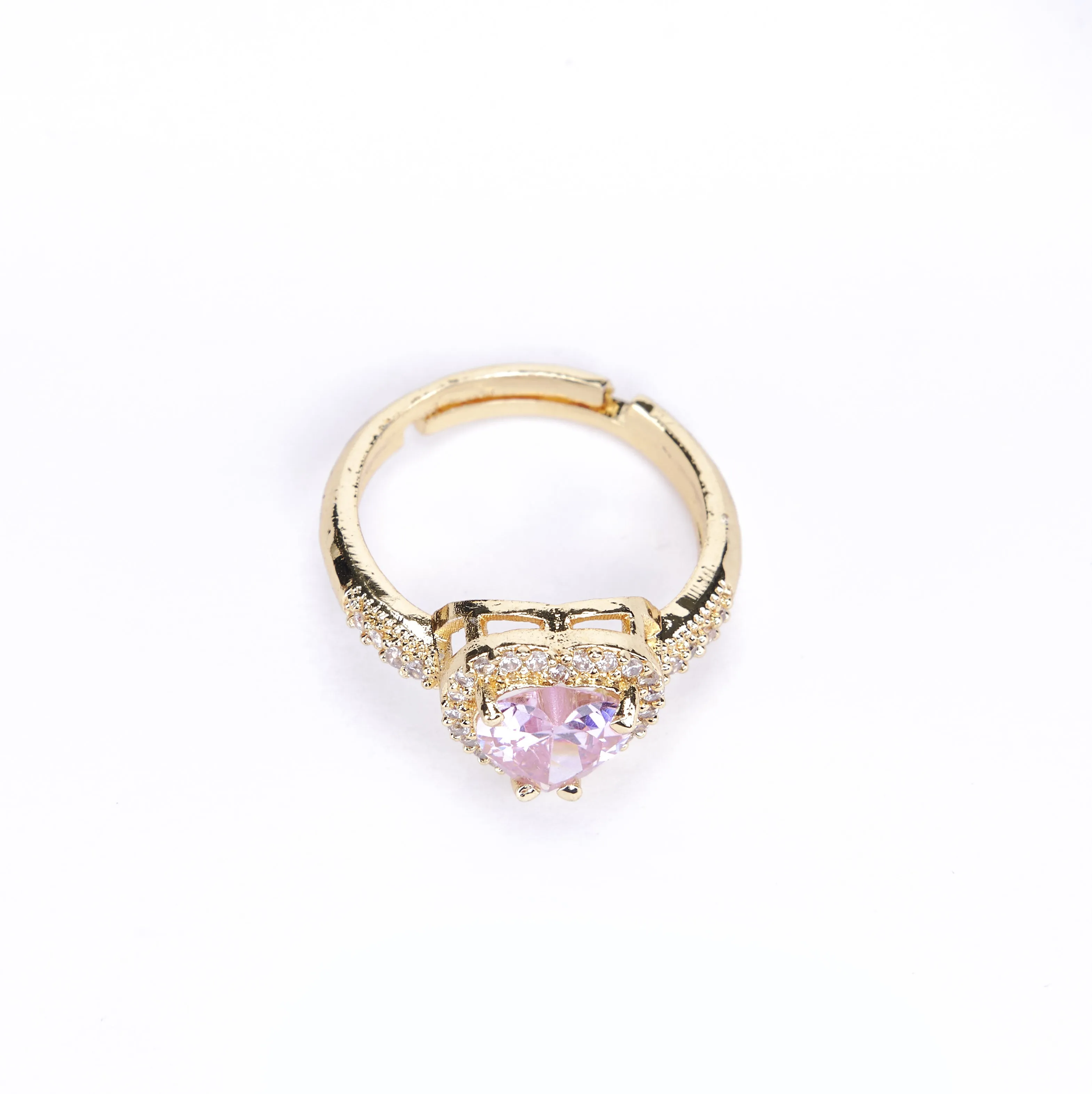 Gold Plated Pink Wedding Sparkle Ring