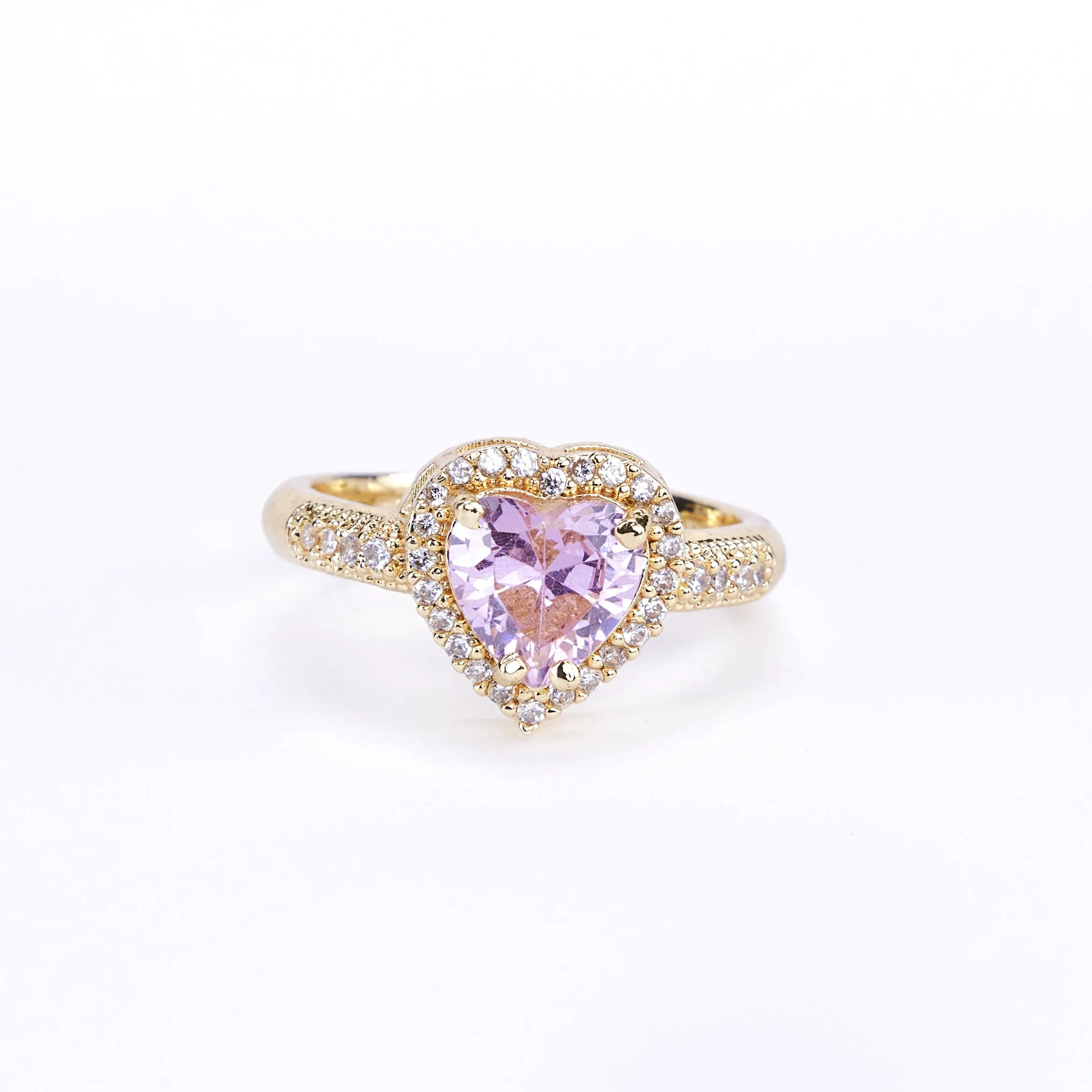 Gold Plated Pink Wedding Sparkle Ring