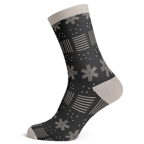 Gray Snow Flakes Cotton Socks for Big Feet