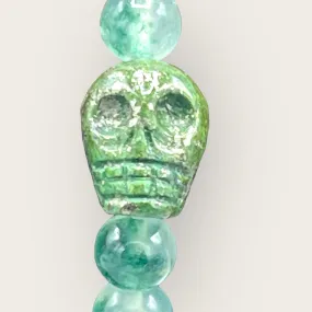 Green Jade and Pyrite Skull Bracelet