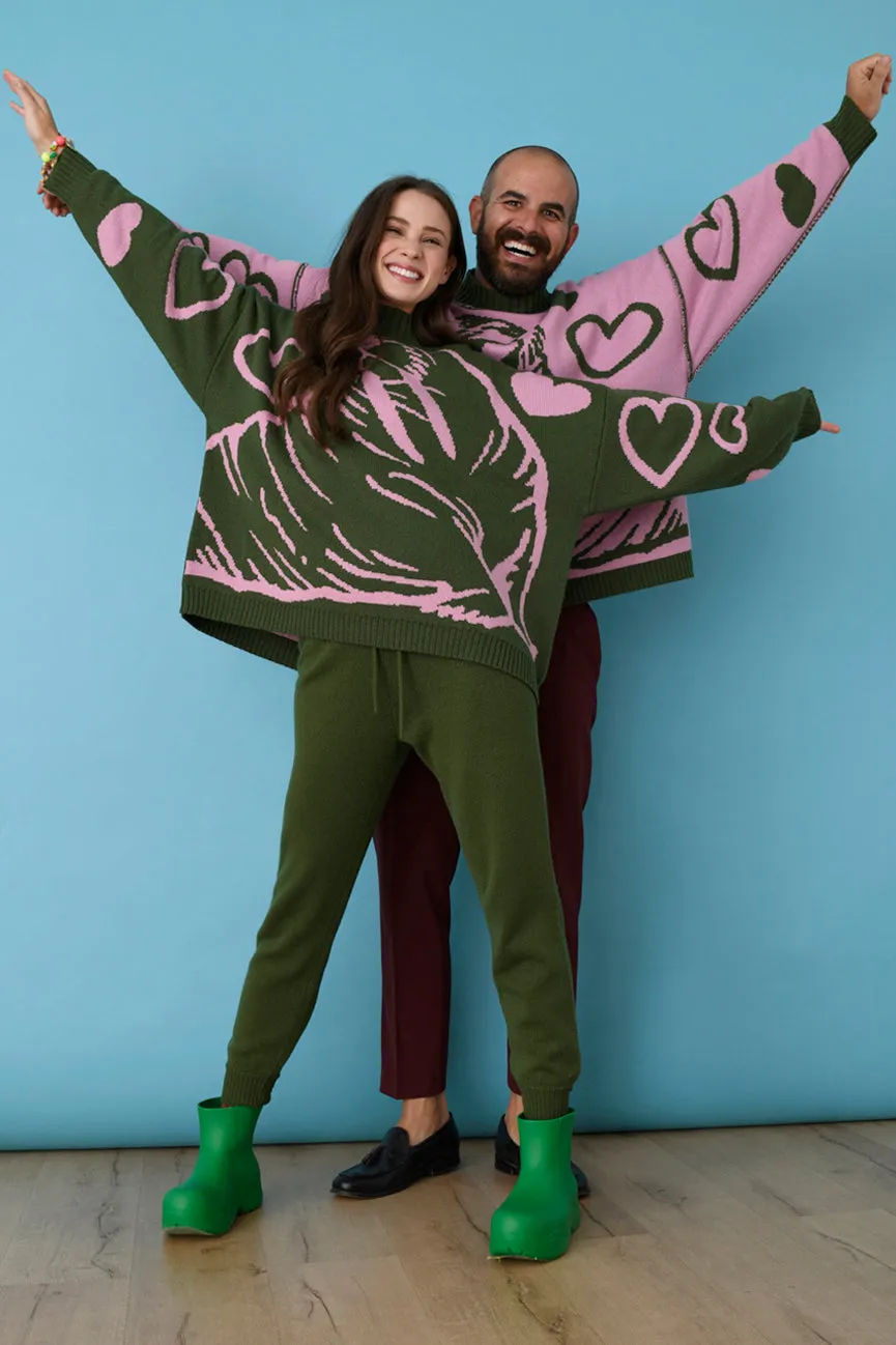 Green/Pink Unisex Reversible Walrus Mock Neck