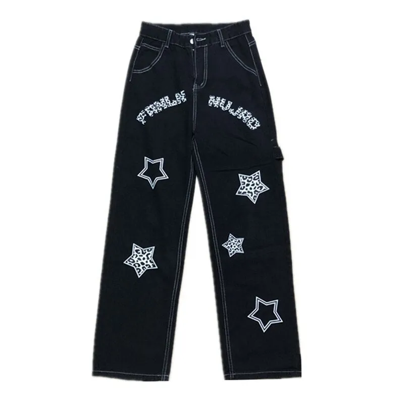 Harajuku-Inspired Retro Star Print Trousers