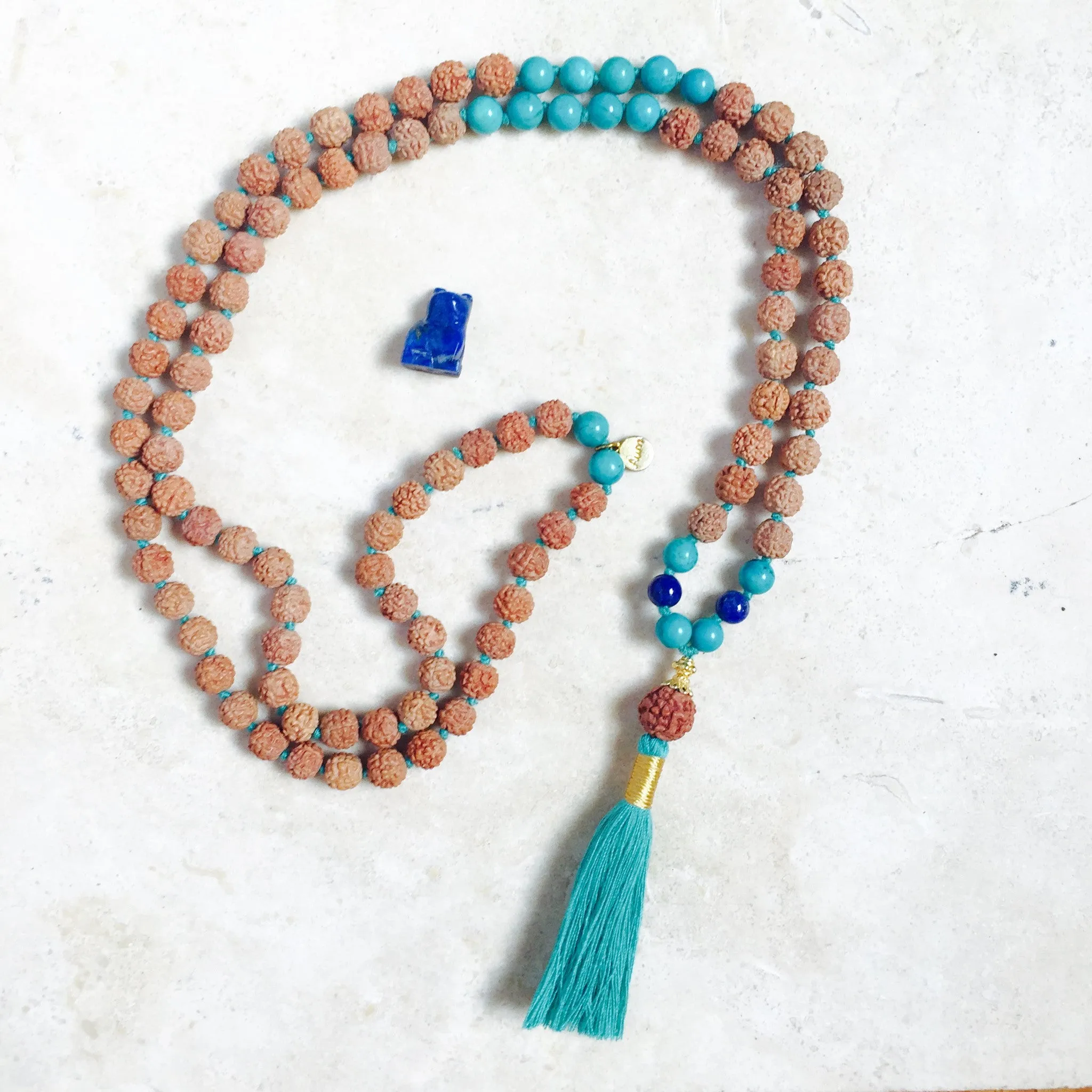 HARMONY: Turquoise   Lapis Aloha Mala Necklace