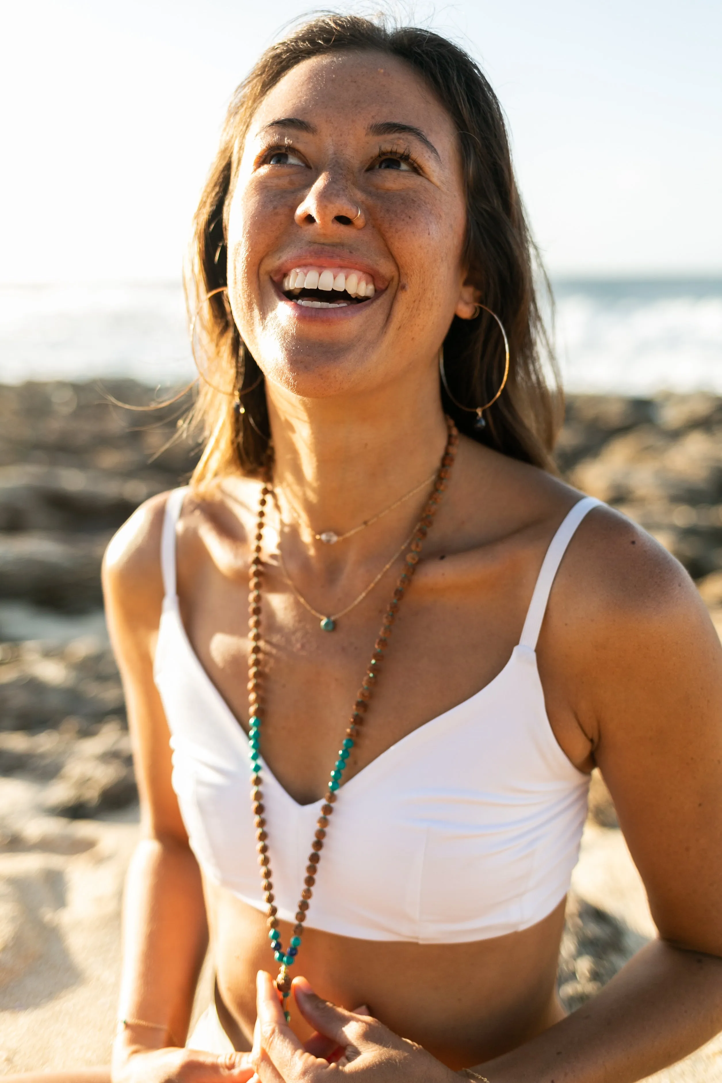 HARMONY: Turquoise   Lapis Aloha Mala Necklace