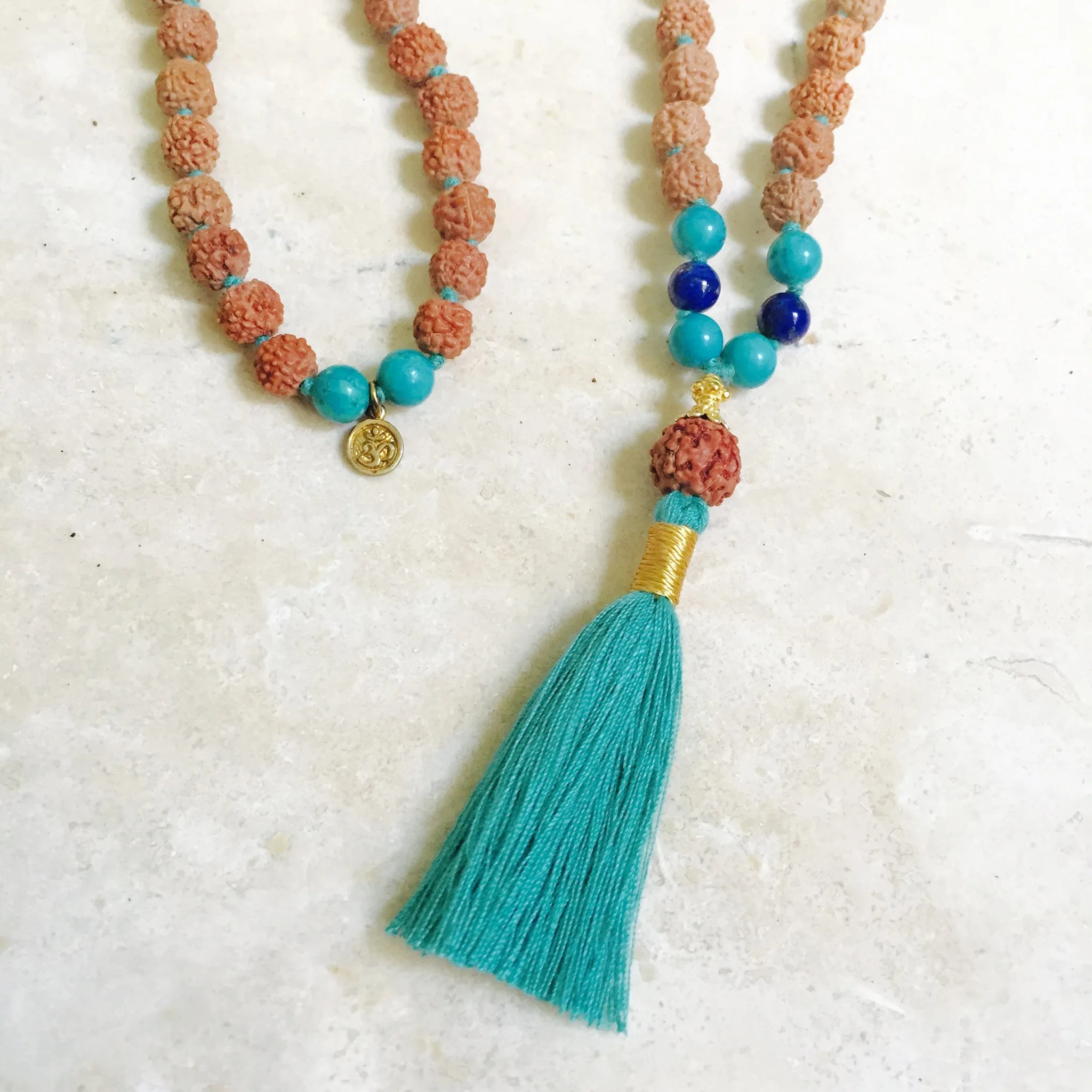 HARMONY: Turquoise   Lapis Aloha Mala Necklace