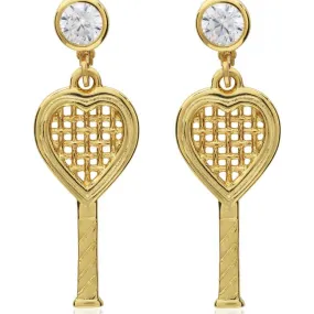 Heart Racquet Lever Back Earrings