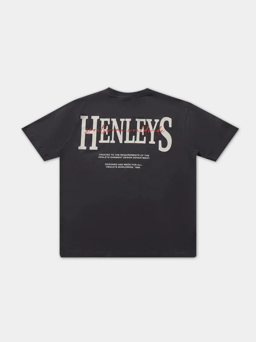 HENLEYS MEN'S PANORAMIC BLACK TEE