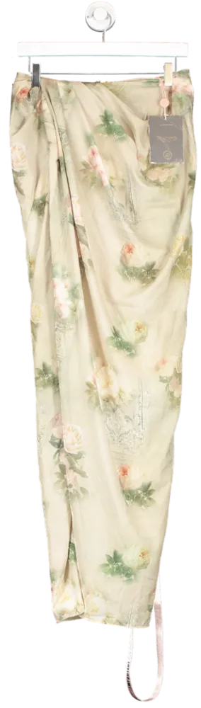 House of CB Green Vesper Vintage Floral Print Stretch Maxi Skirt UK M