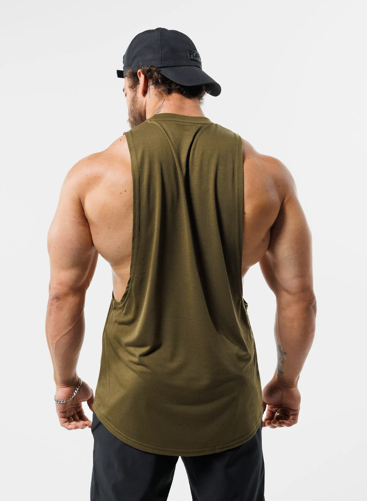 HUSTLE HARDER BRO TANK - OLIVE