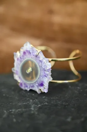 I Am Creating My Life Amethyst Gold Cuff Bracelet