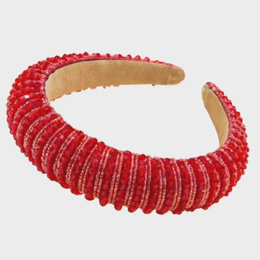 Julia Multi Beaded Headband (Red)