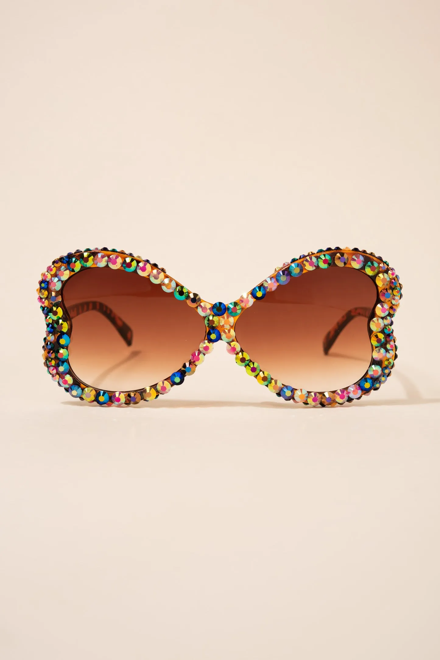 Kinley Butterfly Wing Oversized Rhinestone Sunglasses