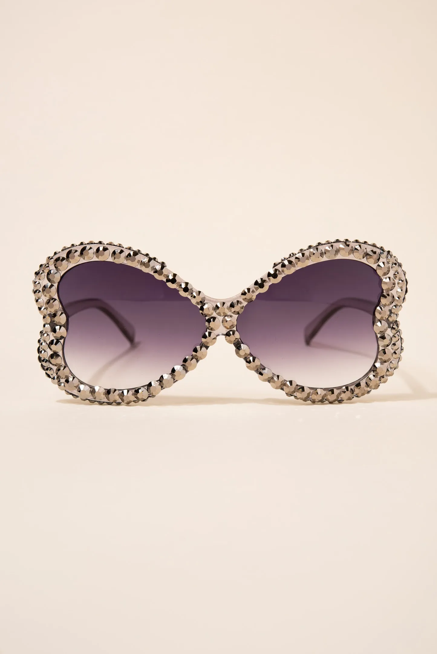 Kinley Butterfly Wing Oversized Rhinestone Sunglasses