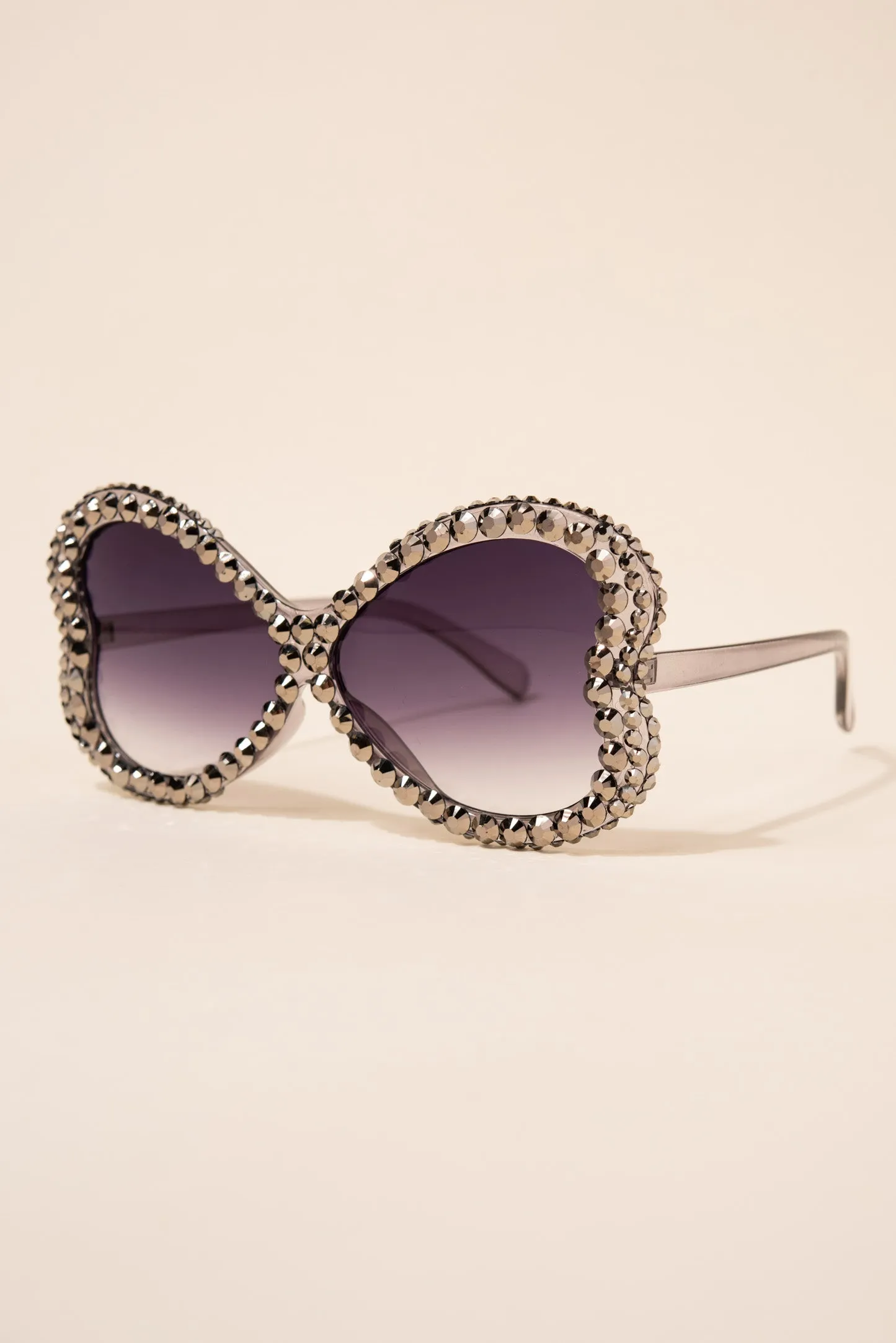 Kinley Butterfly Wing Oversized Rhinestone Sunglasses