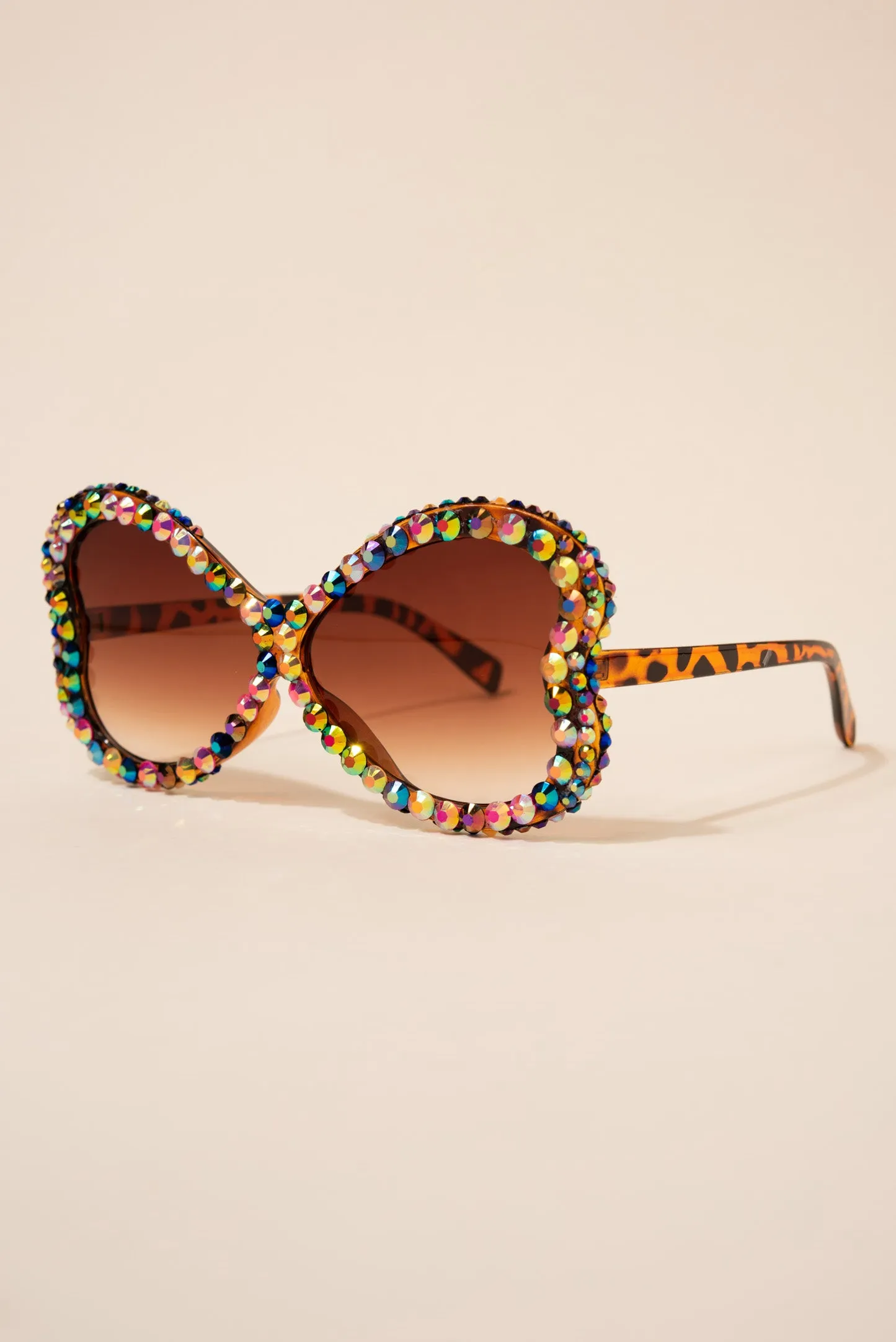 Kinley Butterfly Wing Oversized Rhinestone Sunglasses