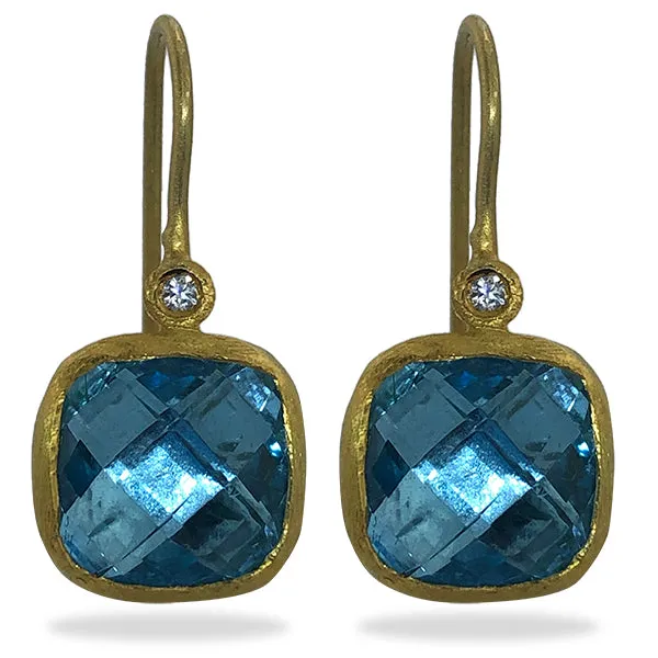 Kurtulan Cusion Blue Topaz Earrings