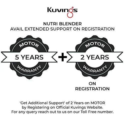 Kuvings Nutri Blender Gunmetal Grey Pro,Powerful 1000 Watts Motor,Longest Warranty 7 Years,Mixer/Grinder/Smoothie Maker,Blender For Smoothies&Juices,Stainless Steel Body,2 Blade Set: Wet&Dry