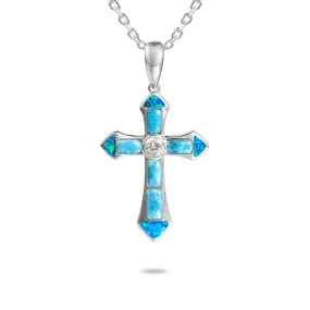 Larimar & Opal Ke'a Cross Pendant