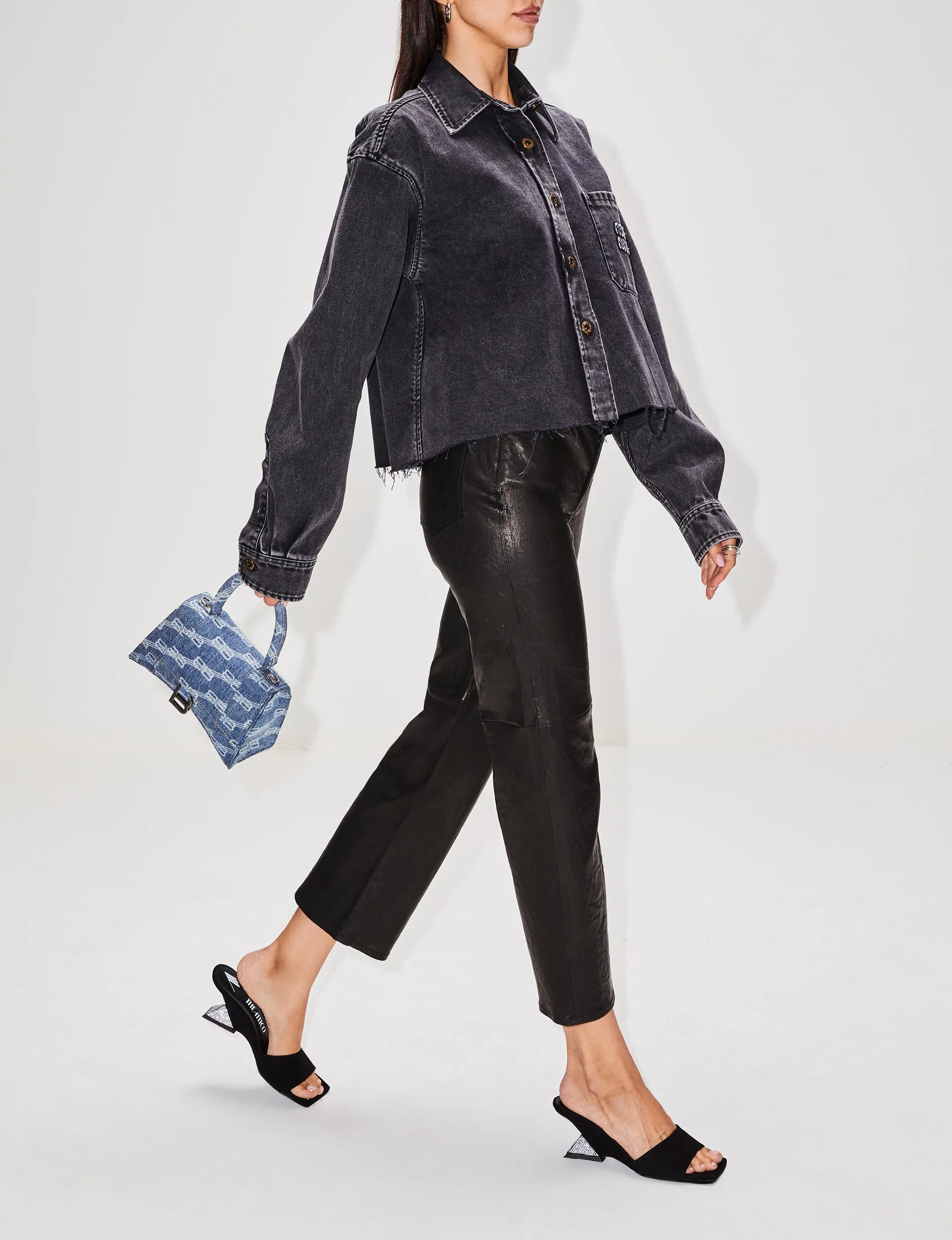 Le Jane Crop Leather Pant