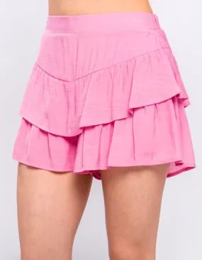 Liason ruffled skort ecru_ pink