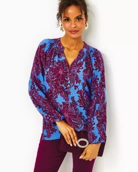 Lilly Pulitzer Women's Elsa Silk Top - Abaco Blue Feel Like A Shellebrity