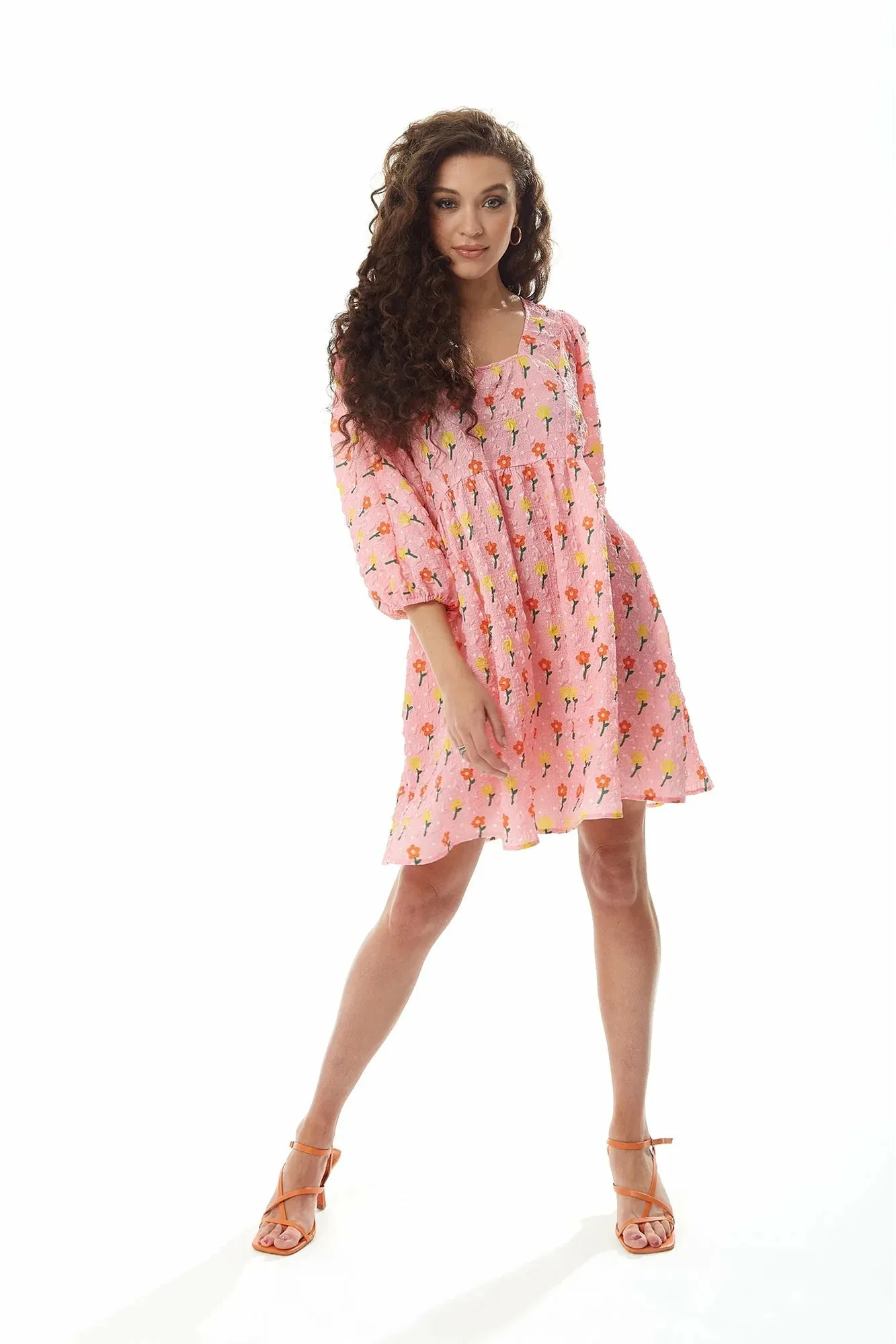 Liquorish Pink Floral Smock Mini Dress