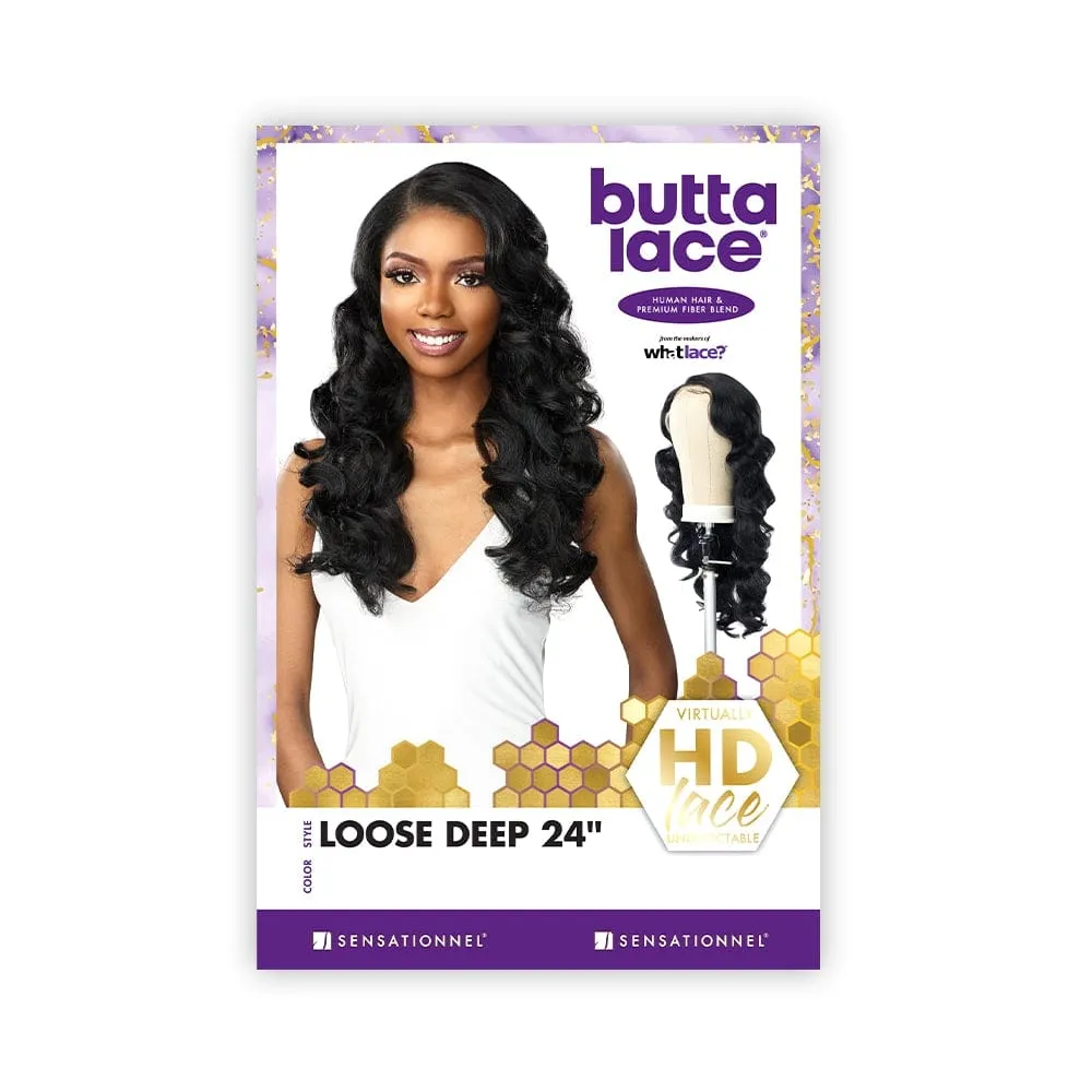 LOOSE DEEP 24 | Sensationnel Butta Lace Human Hair Blend HD Lace Front Wig