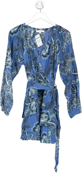 love the label Blue Leaf Print Dress UK S