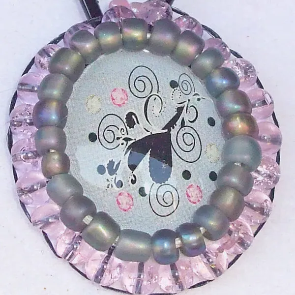 Macra Beaded Flora Cameo Pendant Necklace