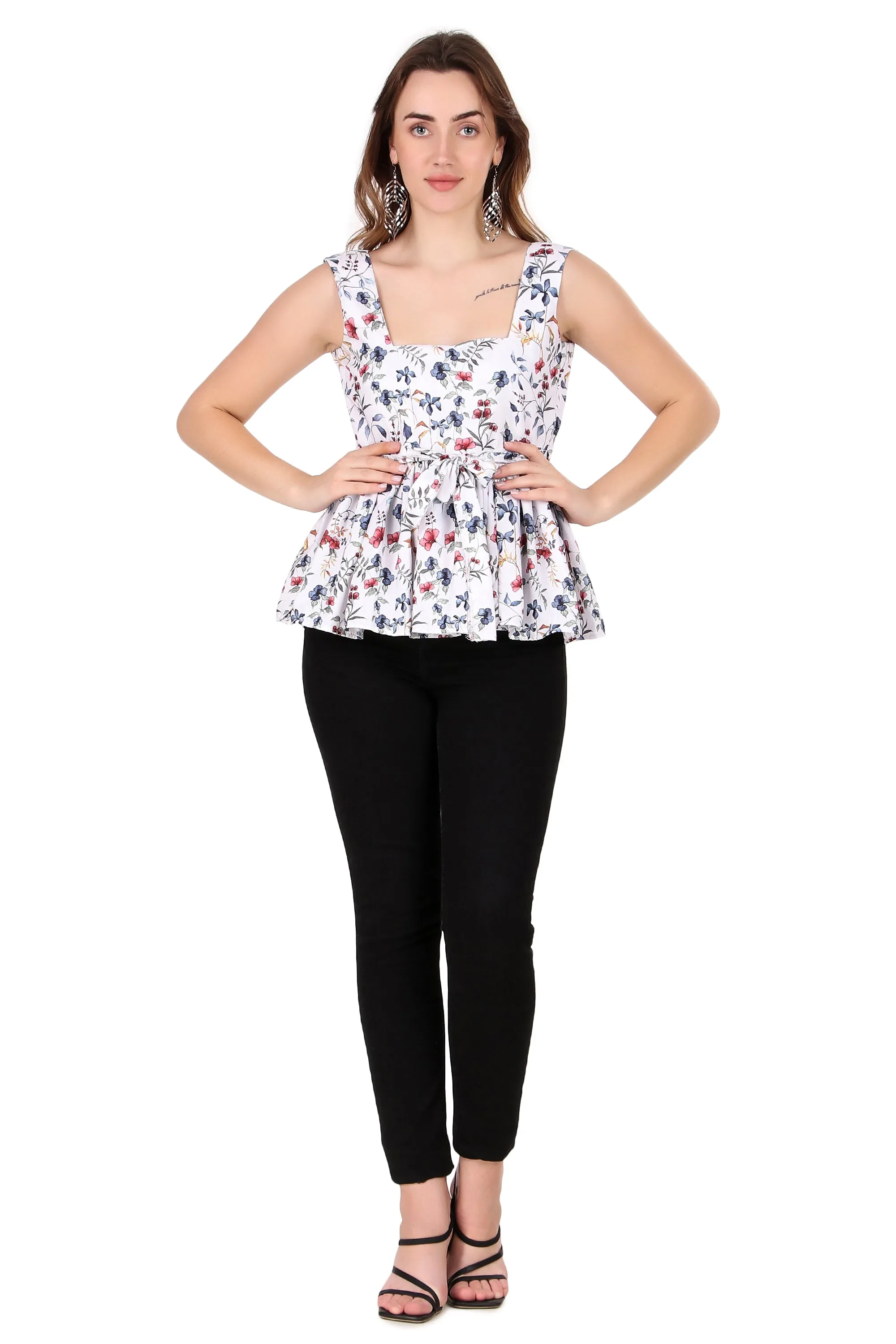 Magnetism white Rayon Floral Print Women Top