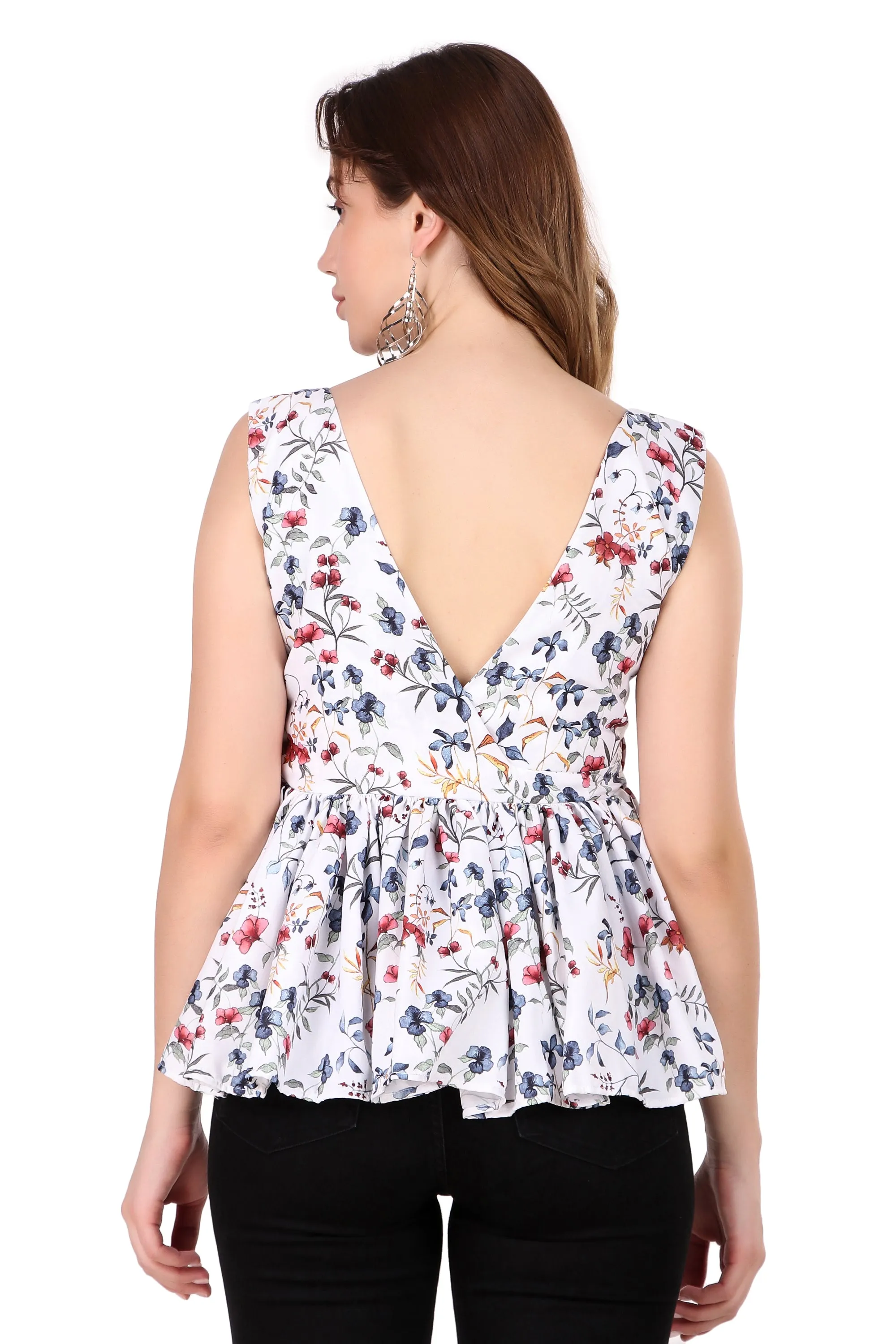 Magnetism white Rayon Floral Print Women Top