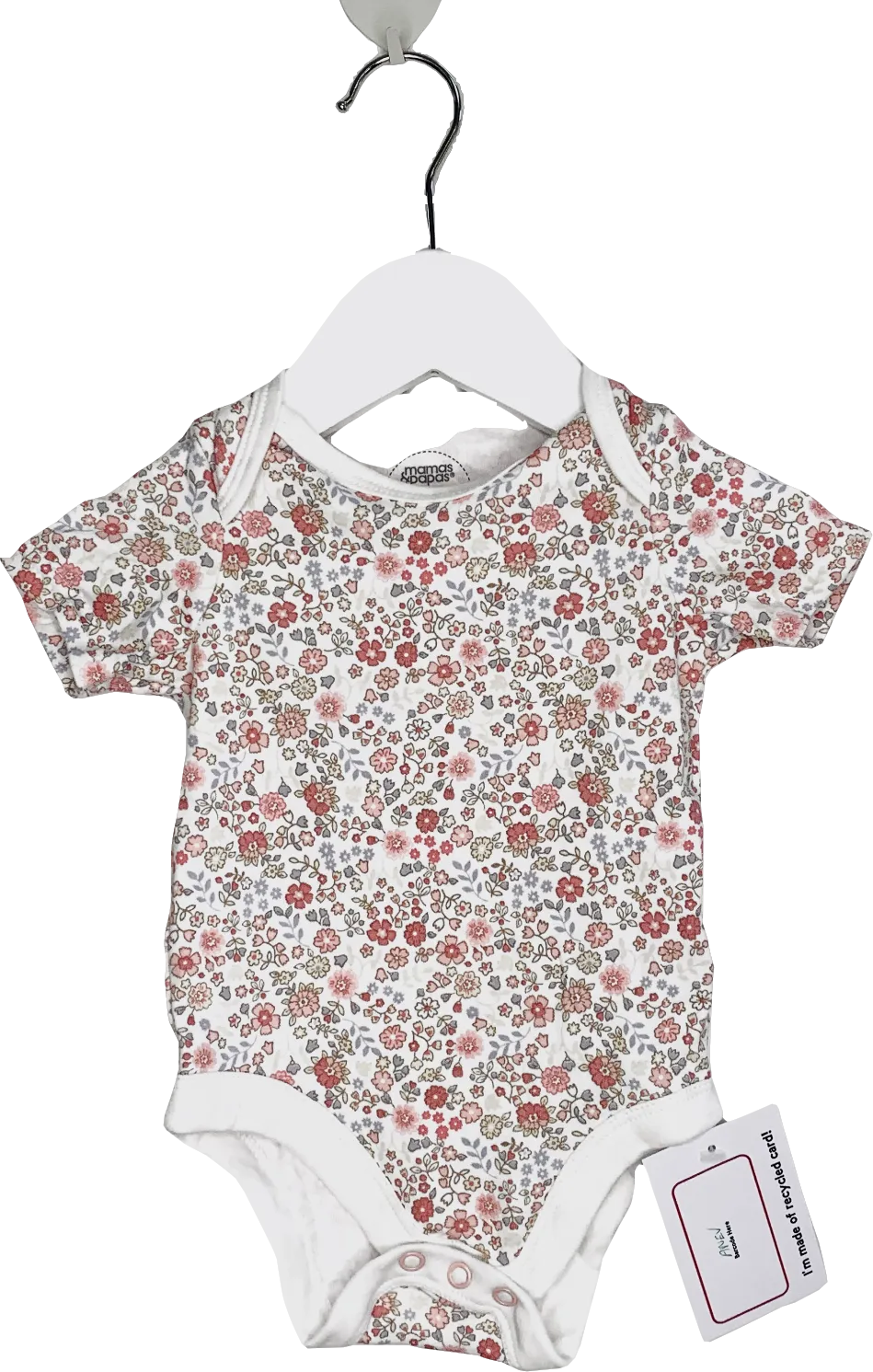 Mamas & Papas White Floral Short Sleeve Bodysuit 3-6 Months